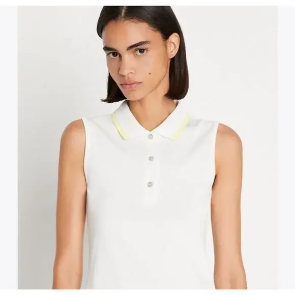 Tory Sport TECH PIQUÉ SLEEVELESS POLO White Sz XL - Picture 1 of 8